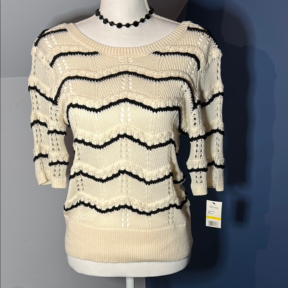 Elegant Cream and Black Women's Sweater